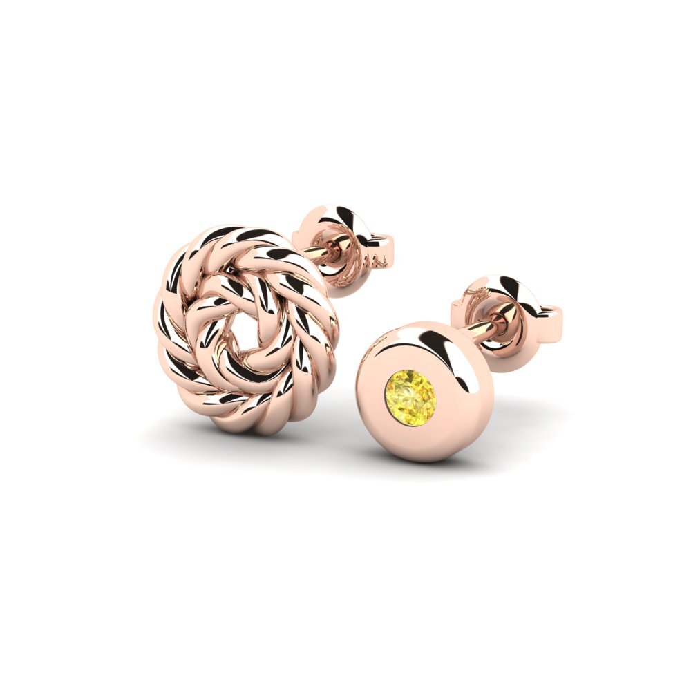 9ct Rose Gold Yellow Sapphire Men's Earring Arroux - SET
