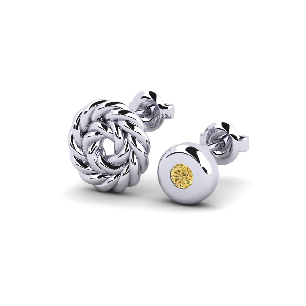 950 Palladium Žlutý diamant Pánské náušnice Arroux - SET