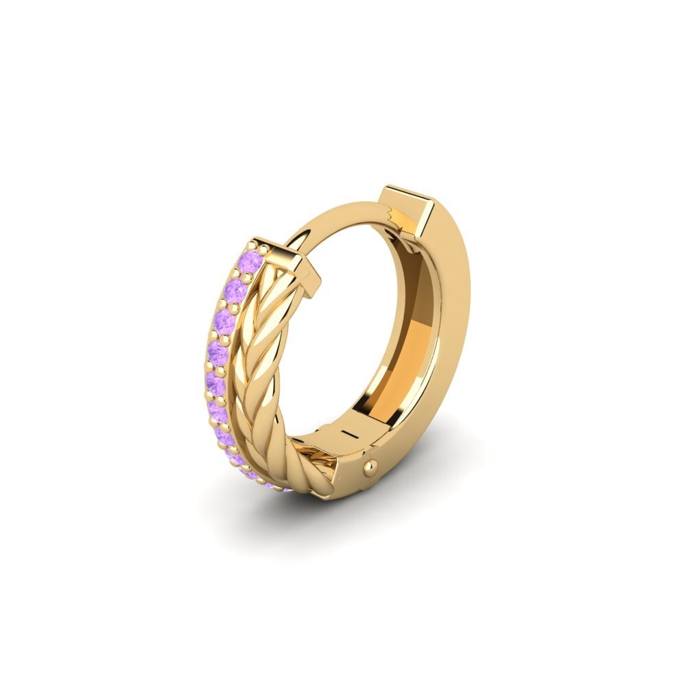 14ct Yellow Gold Amethyst Men's Earring Augronne