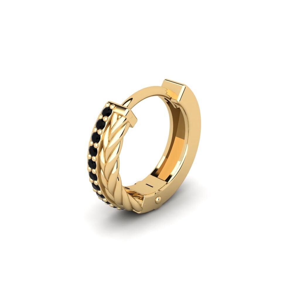 14ct Yellow Gold Black Onyx Men's Earring Augronne