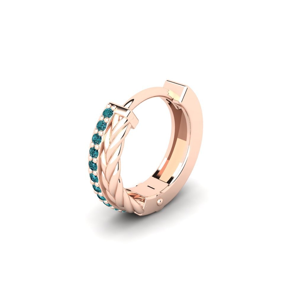 14ct Rose Gold Blue Diamond Men's Earring Augronne