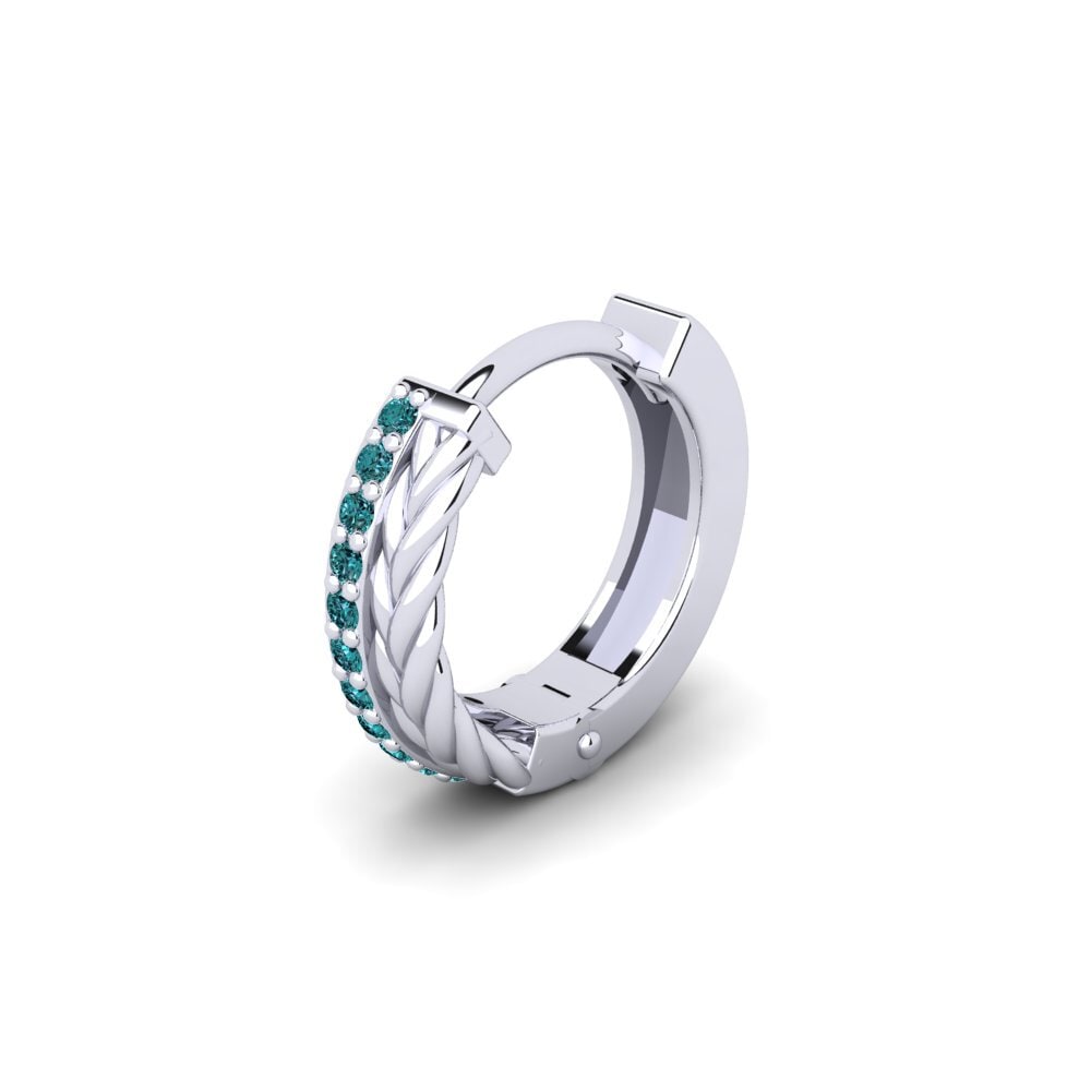 9ct White Gold Blue Diamond Men's Earring Augronne