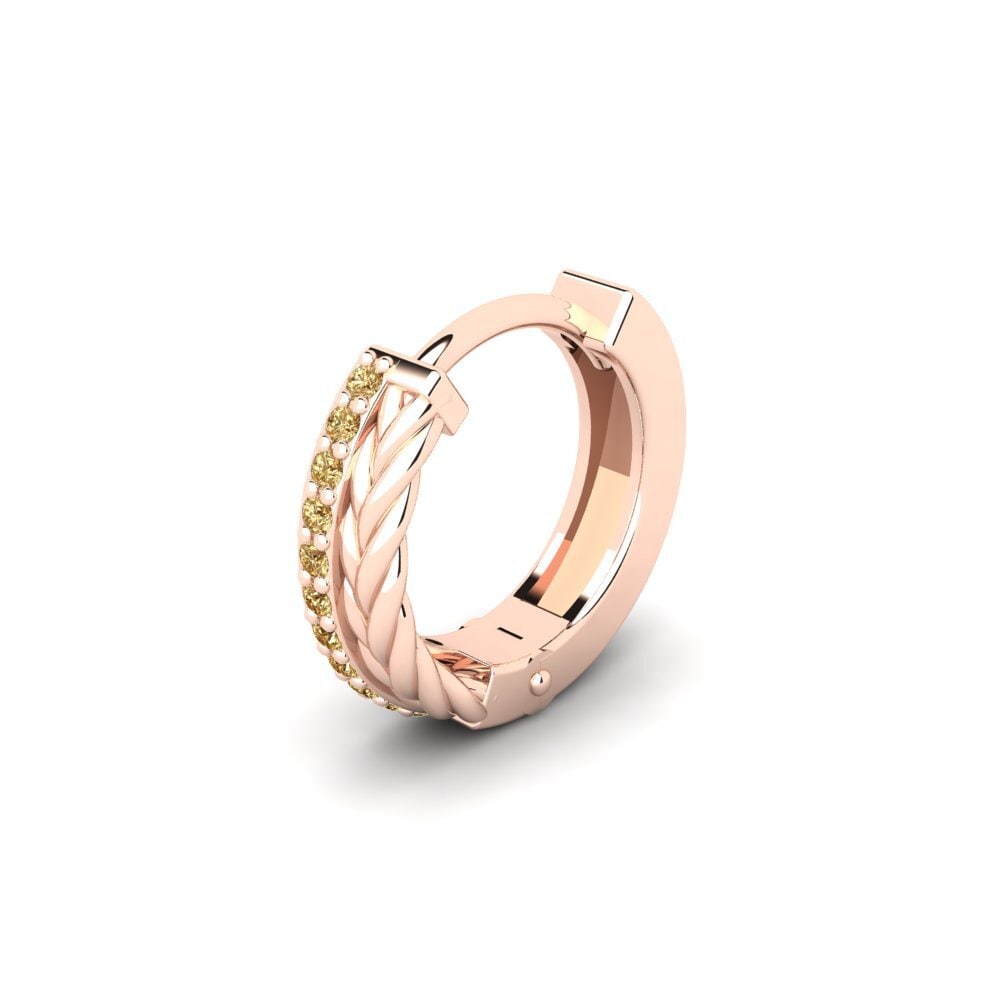 14ct Rose Gold Brown Diamond Men's Earring Augronne