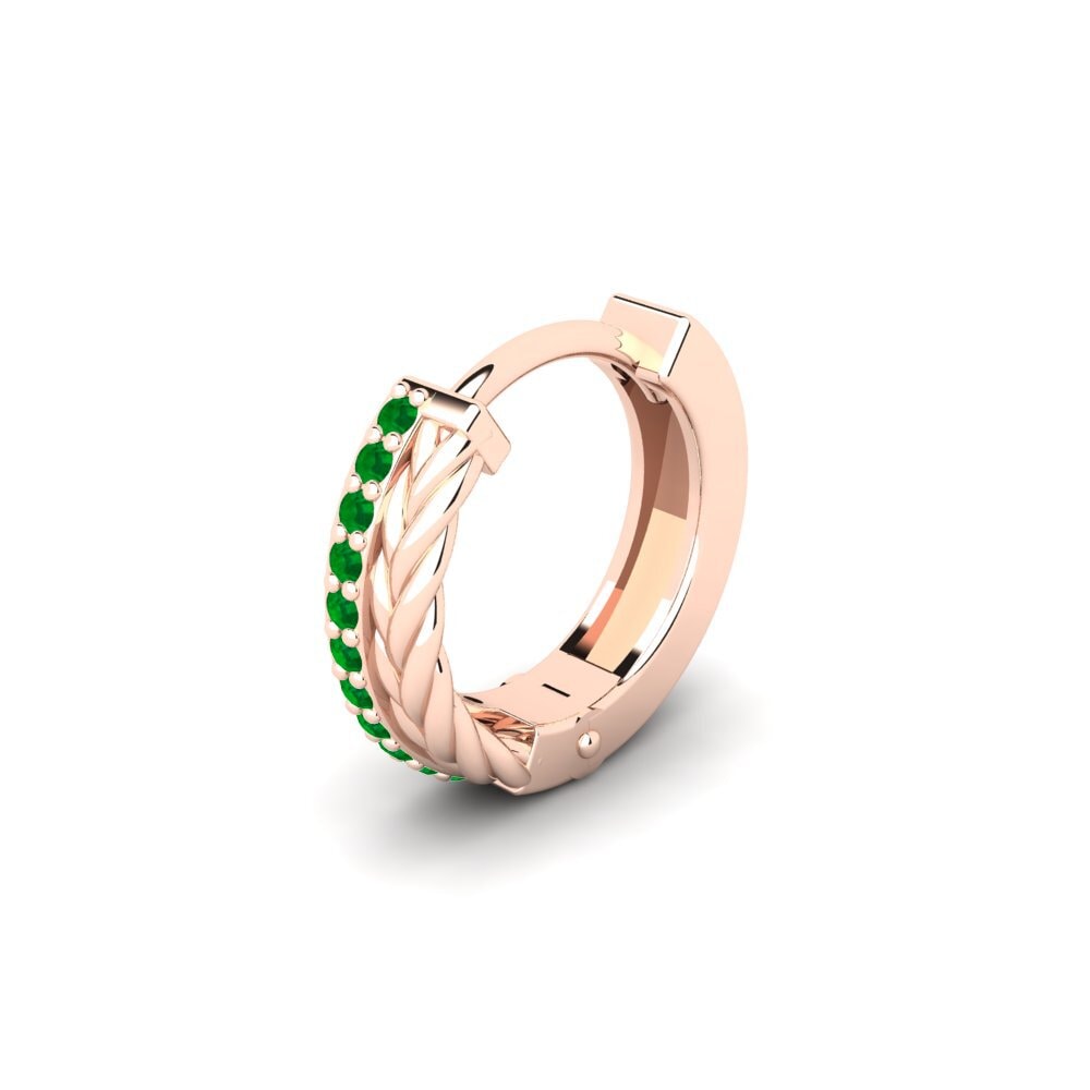 14ct Rose Gold Emerald Men's Earring Augronne