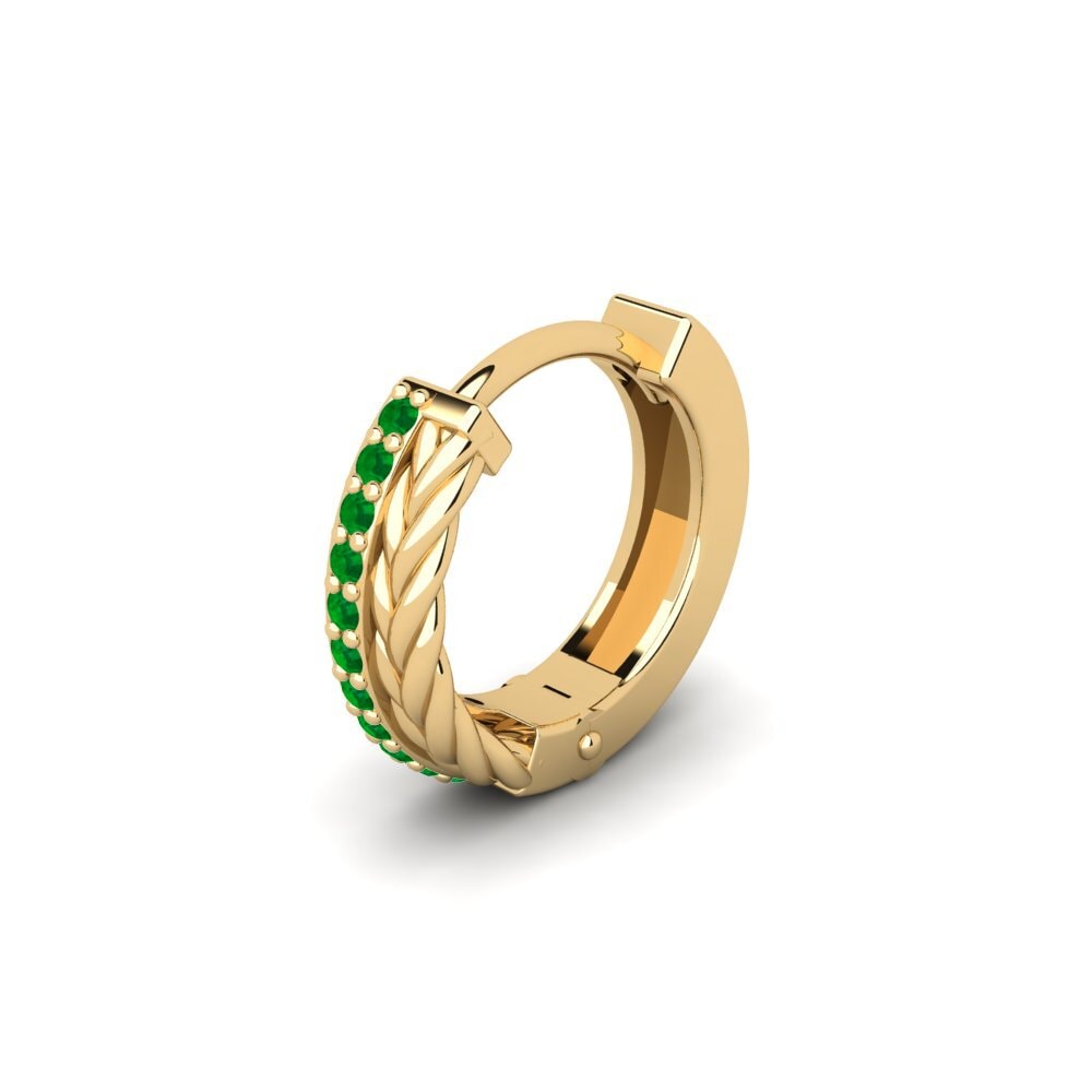 9ct Yellow Gold Emerald Men's Earring Augronne