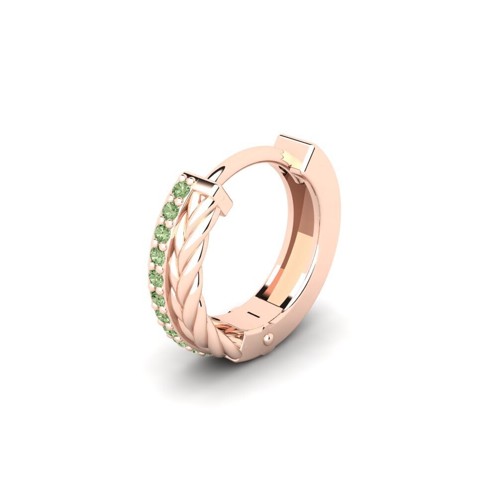14ct Rose Gold Green Diamond Men's Earring Augronne