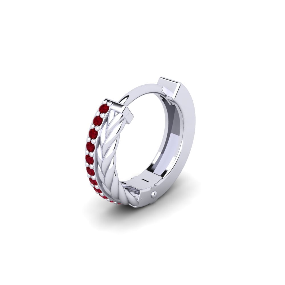 9k Oro Blanco Circonita Roja Pendiente para hombre Augronne