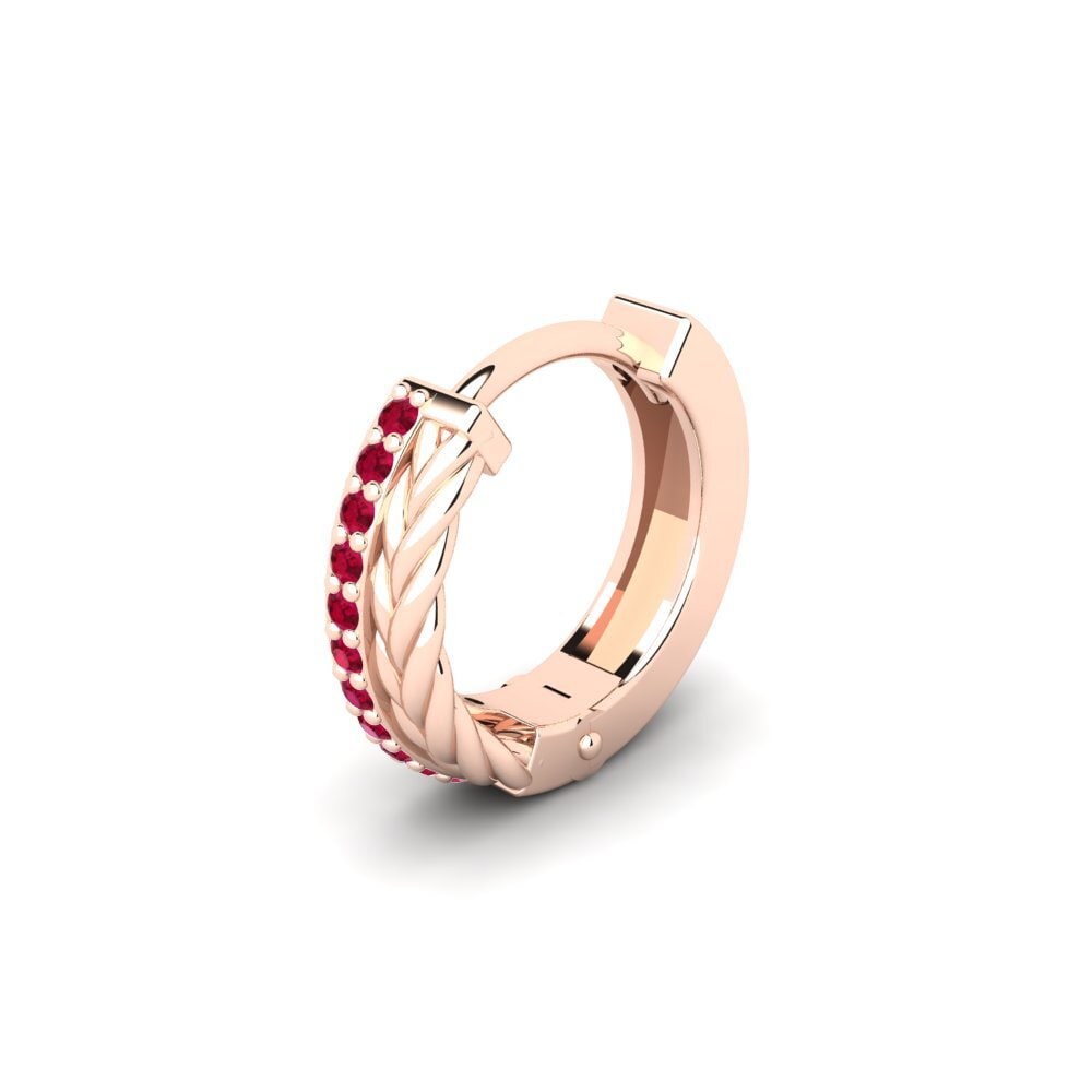 14K Rose Gold Ruby Men's Earring Augronne