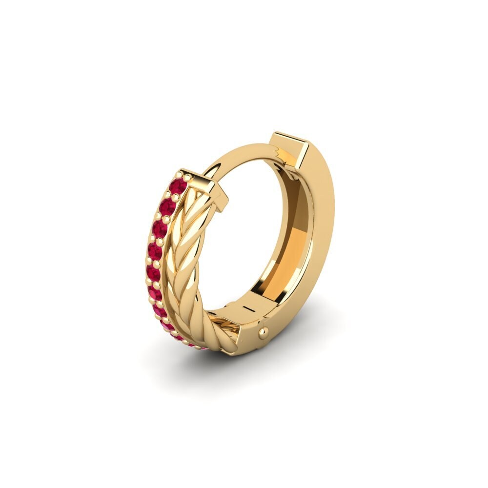 14ct Yellow Gold Ruby Men's Earring Augronne