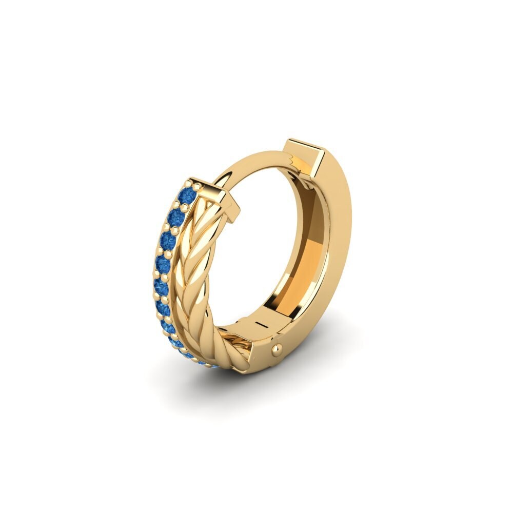 9ct Yellow Gold Dark Blue Zirconia Men's Earring Augronne