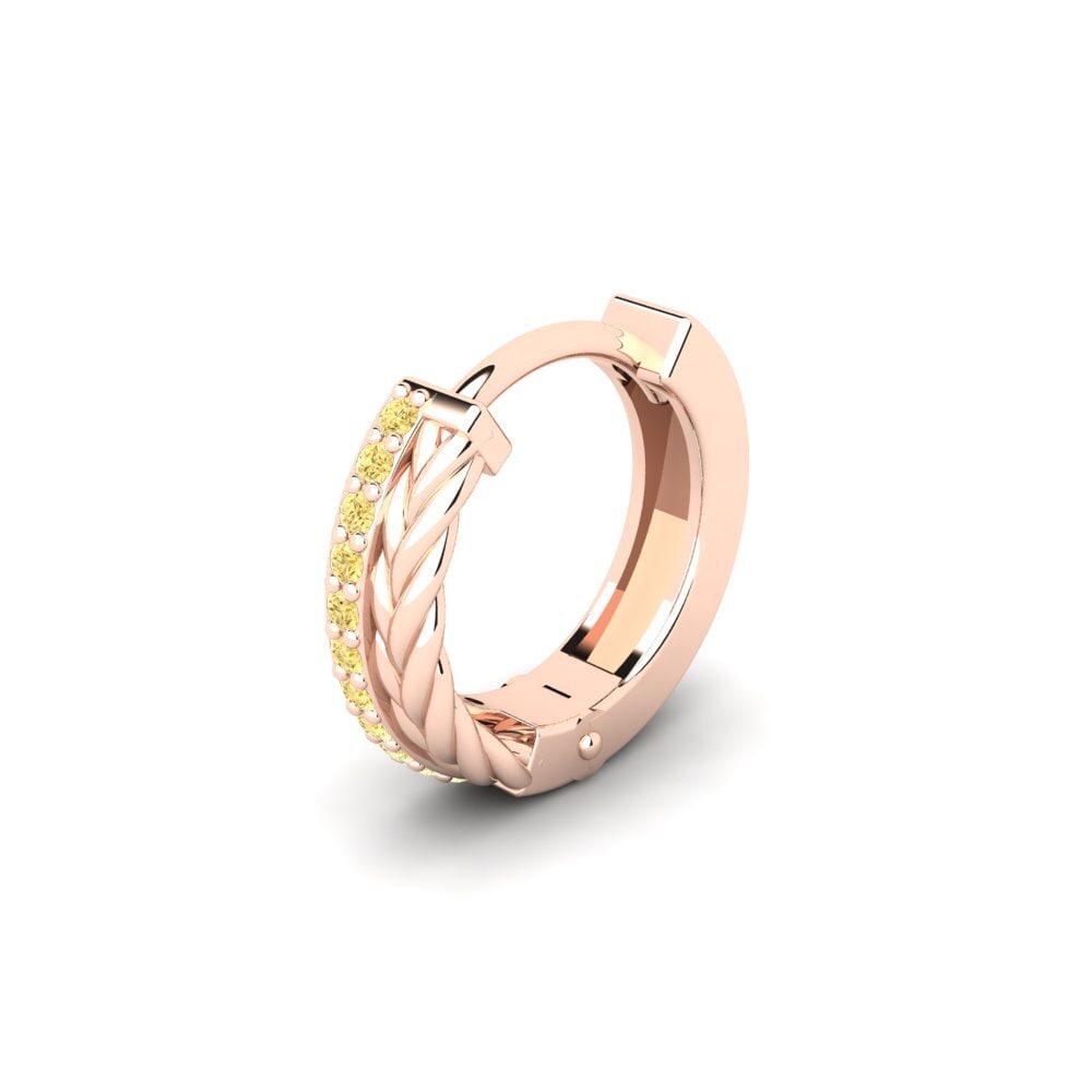 14ct Rose Gold Yellow Diamond Men's Earring Augronne