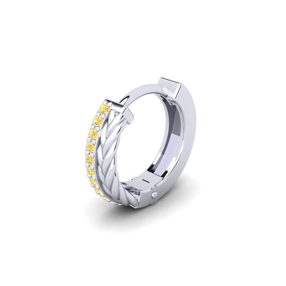 950 Palladium Žlutý diamant Pánské náušnice Augronne