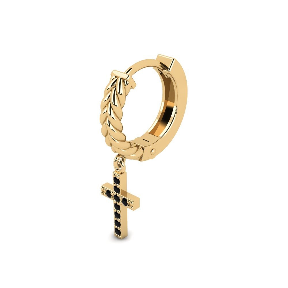 14ct Yellow Gold Black Onyx Men's Earring Aujon