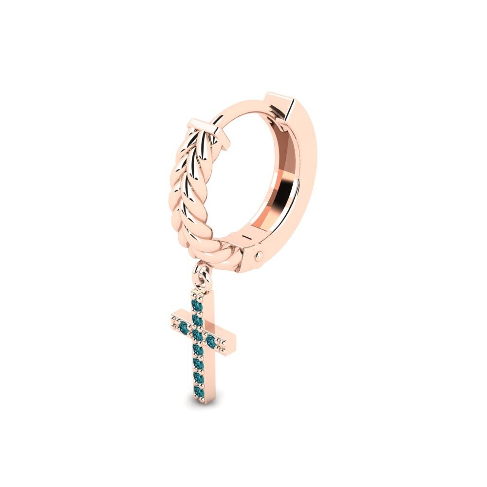 14ct Rose Gold Blue Diamond Men's Earring Aujon