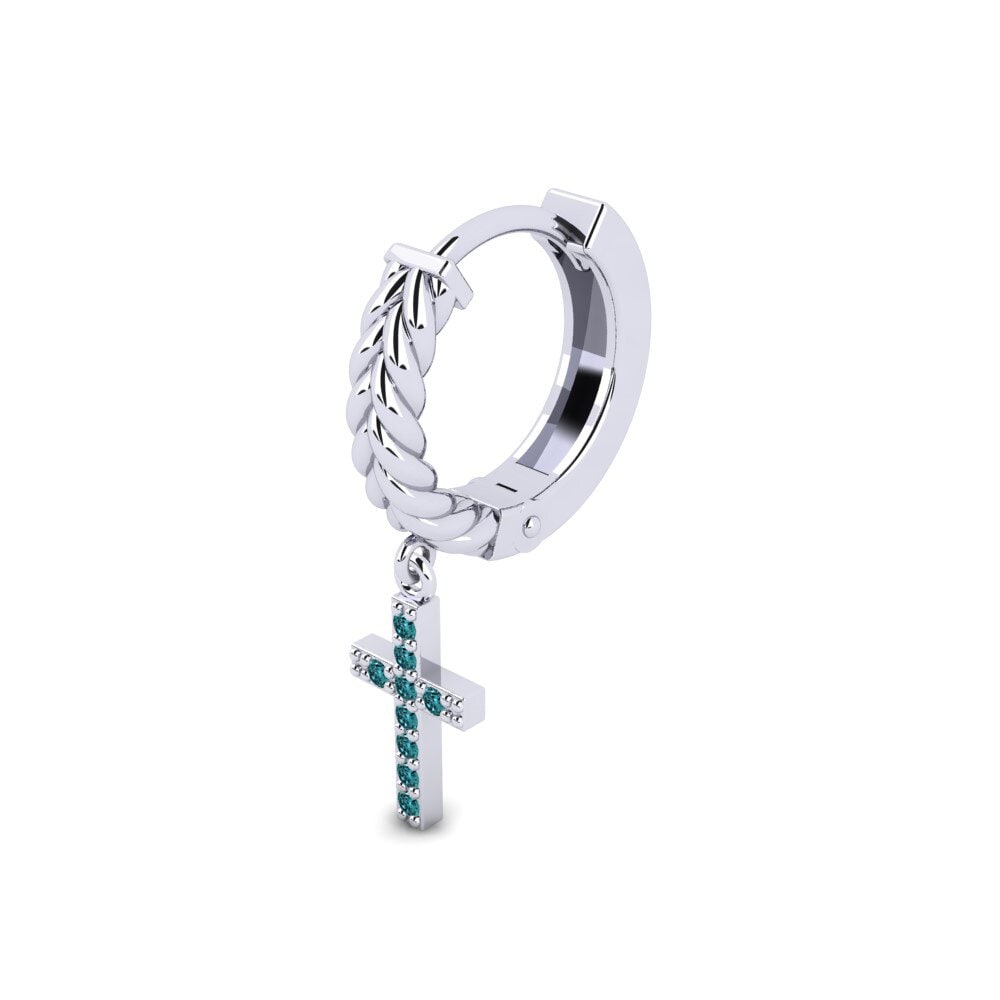 9ct White Gold Blue Diamond Men's Earring Aujon