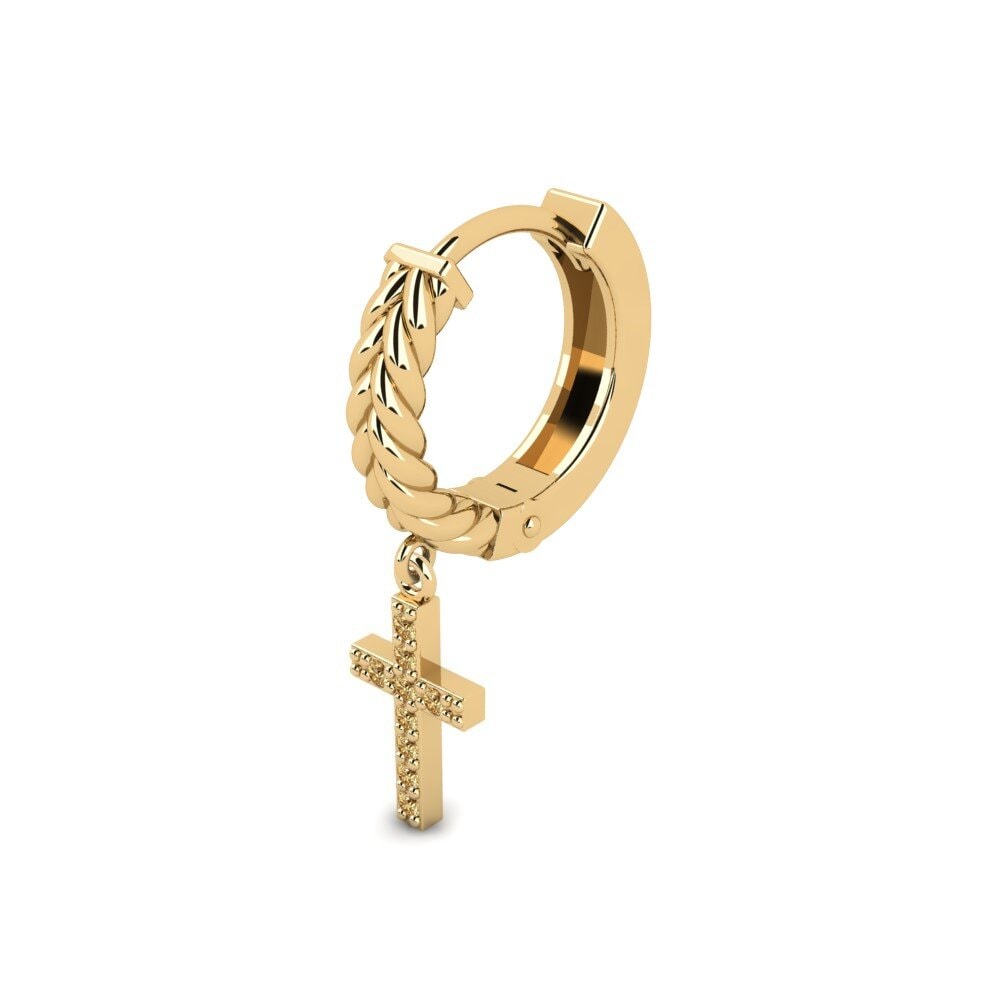 14ct Yellow Gold Brown Diamond Men's Earring Aujon