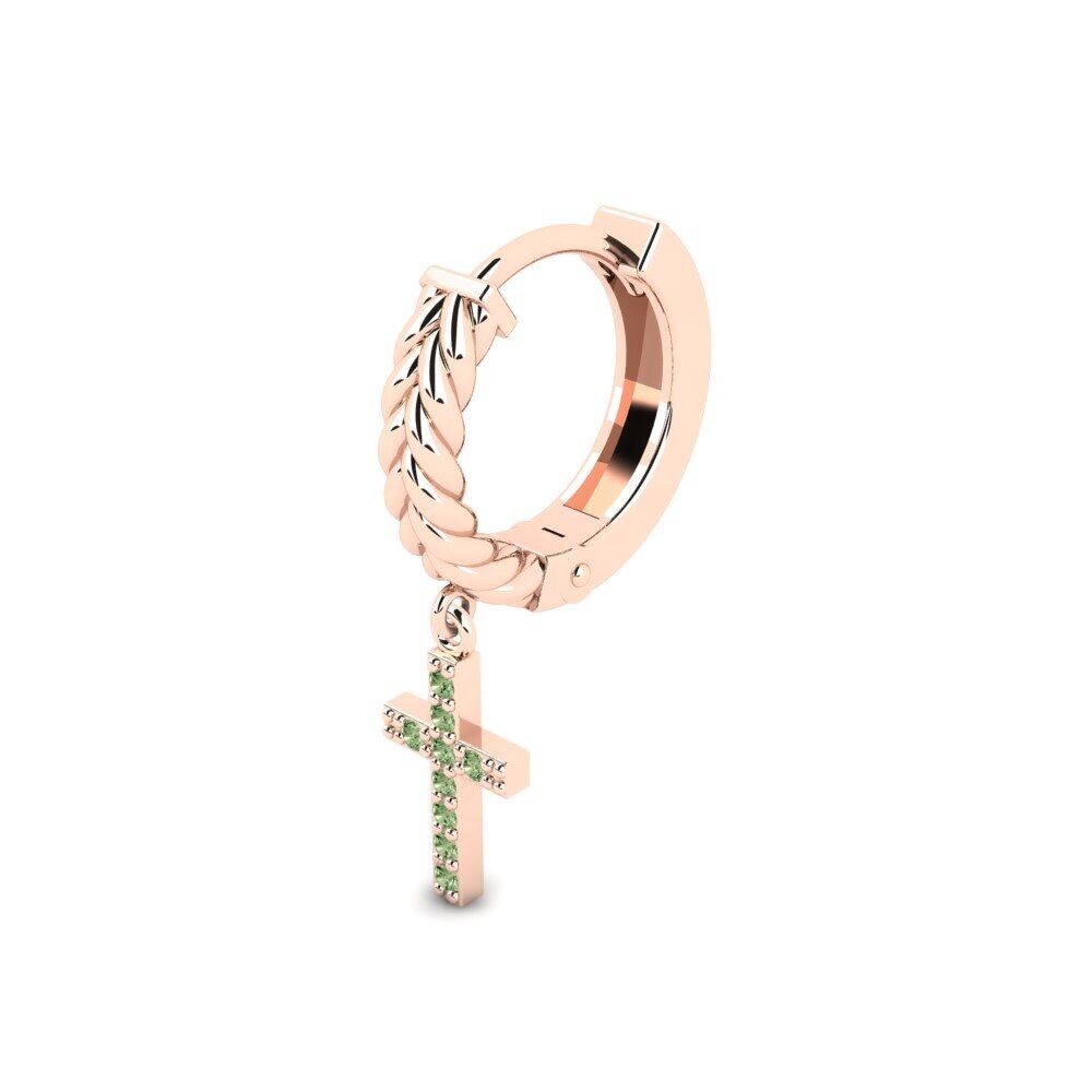 14ct Rose Gold Green Diamond Men's Earring Aujon