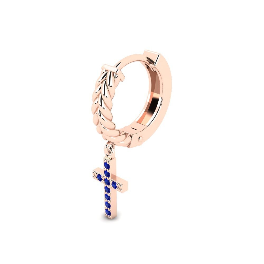 14ct Rose Gold Sapphire Men's Earring Aujon