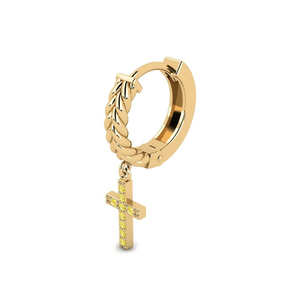 14ct Yellow Gold Yellow Sapphire Men's Earring Aujon