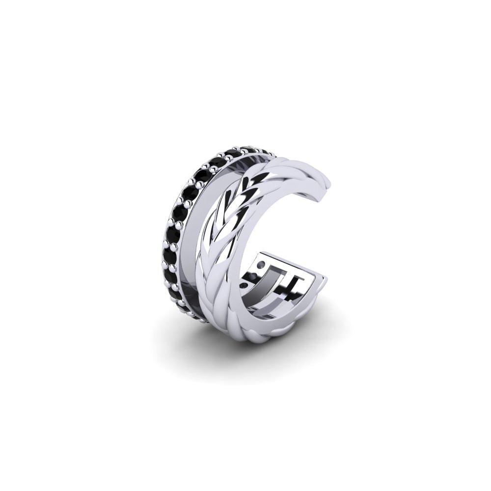 585 Bílé zlato Černý diamant Pánská manžeta na ucho Auroue
