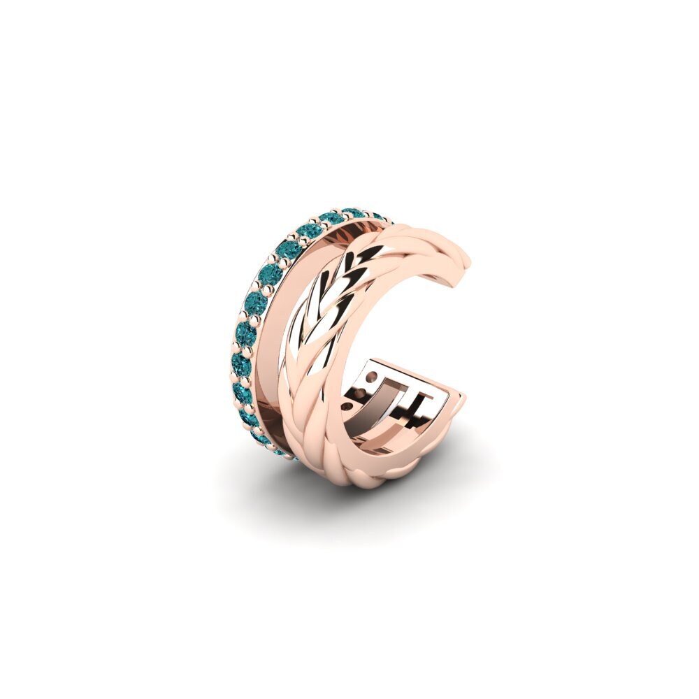 14ct Rose Gold Blue Diamond Men's Ear Cuff Auroue
