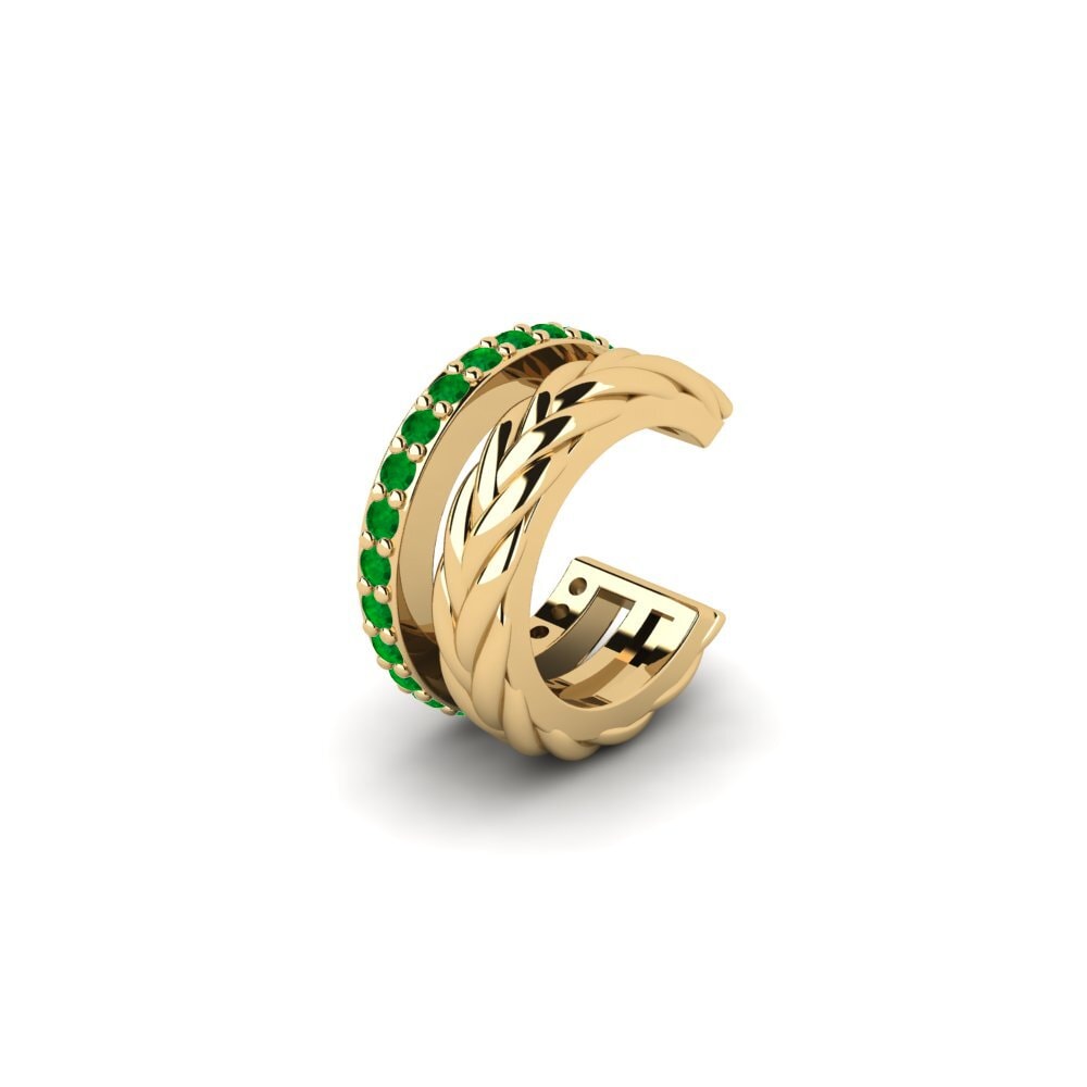 9ct Yellow Gold Emerald Men's Ear Cuff Auroue