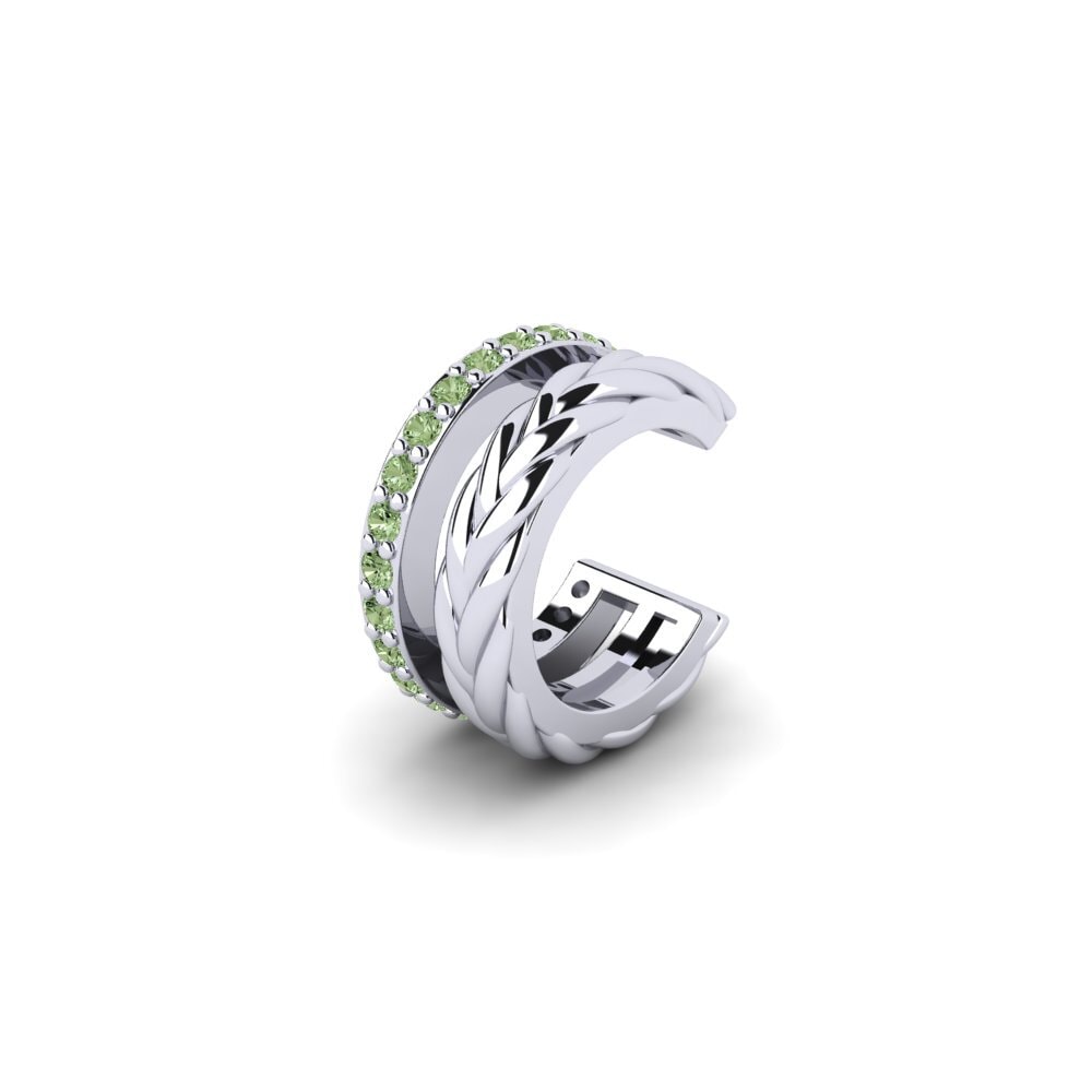 18k Oro Blanco Diamante Verde Pendiente para hombre Auroue