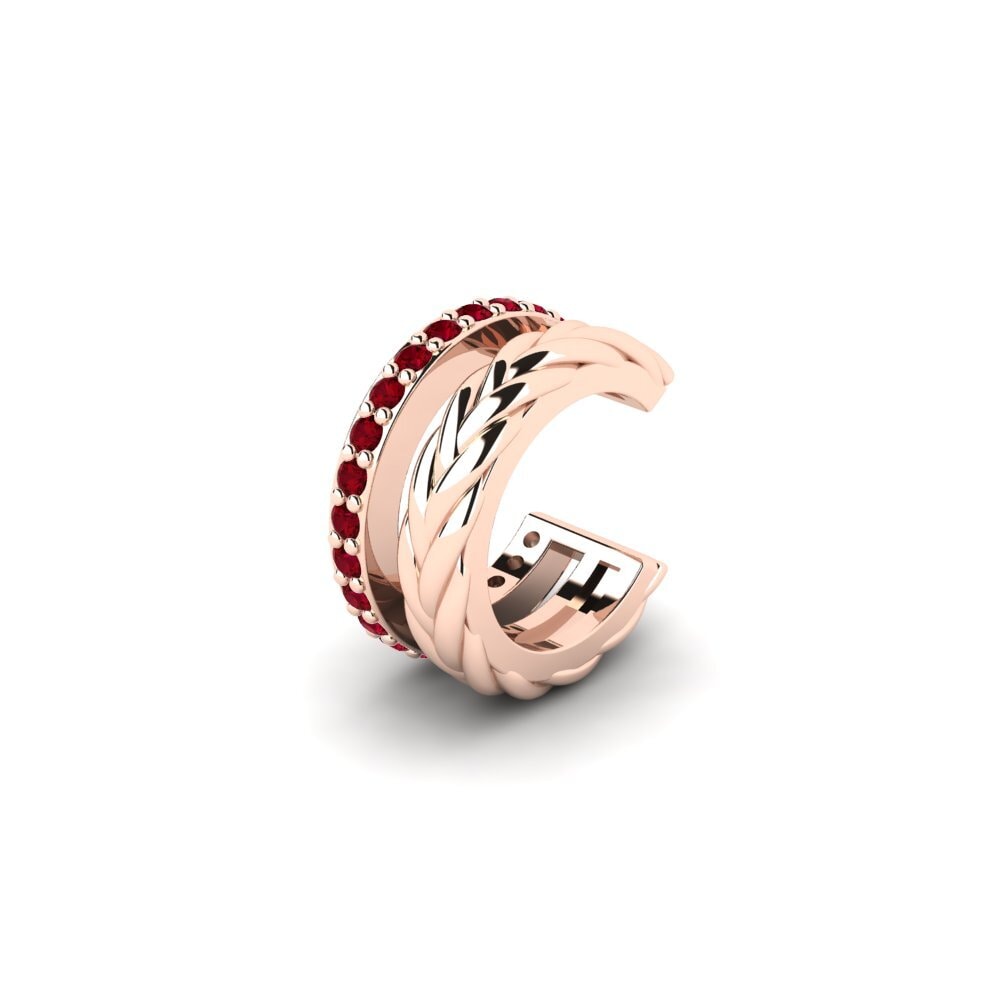 9k Oro Rosa Circonita Roja Aro oreja hombre Auroue