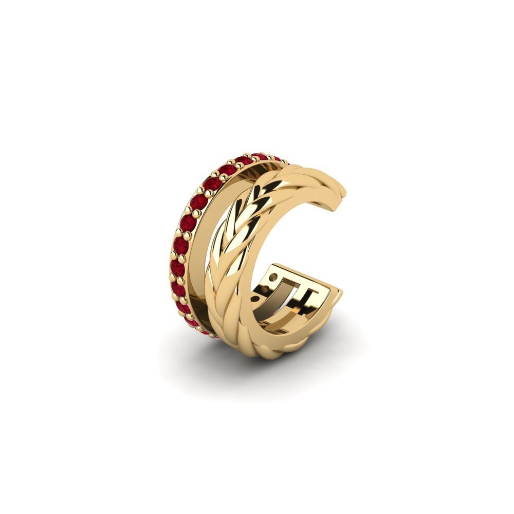 9ct Yellow Gold Red Zirconia Men's Ear Cuff Auroue
