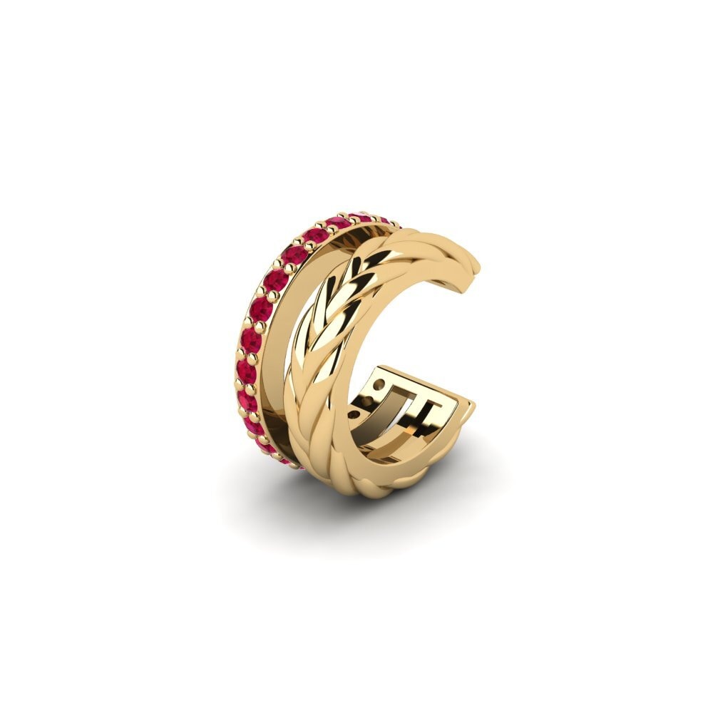 14ct Yellow Gold Ruby Men's Ear Cuff Auroue
