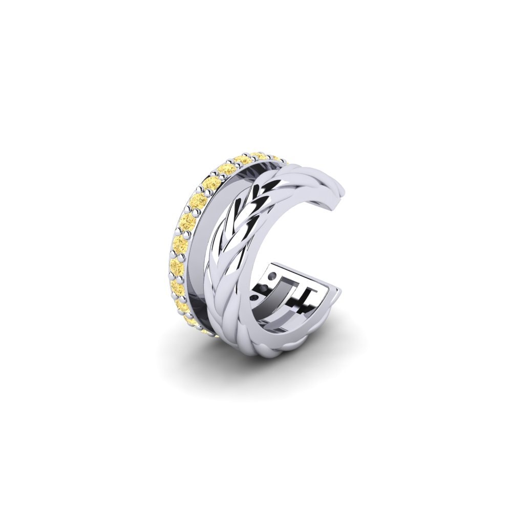 950 Palladium Žlutý diamant Pánská manžeta na ucho Auroue