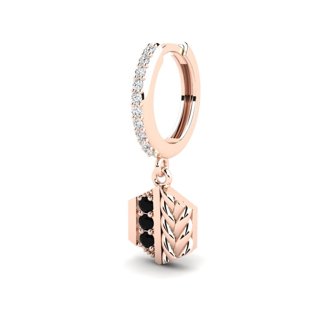 18ct Rose Gold Black Onyx Men's Earring Chinon - A