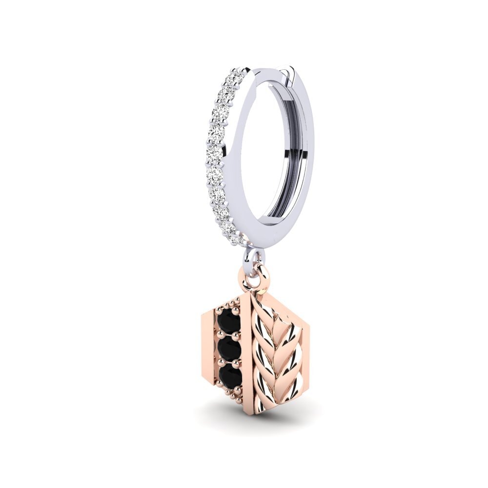 Ouro Rosa Branco 14K Ônix Negro Brinco masculino Chinon - A