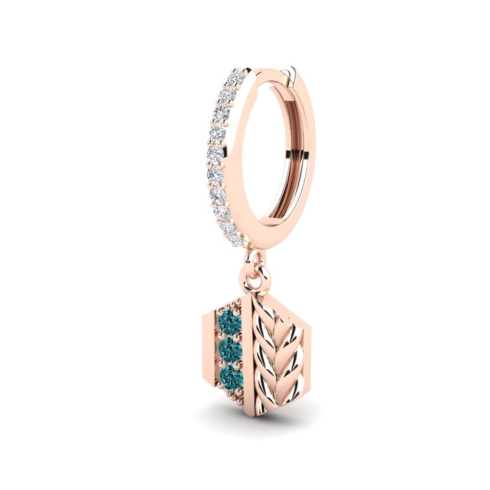 14k Oro Rosa Diamante Azul Pendiente para hombre Chinon - A