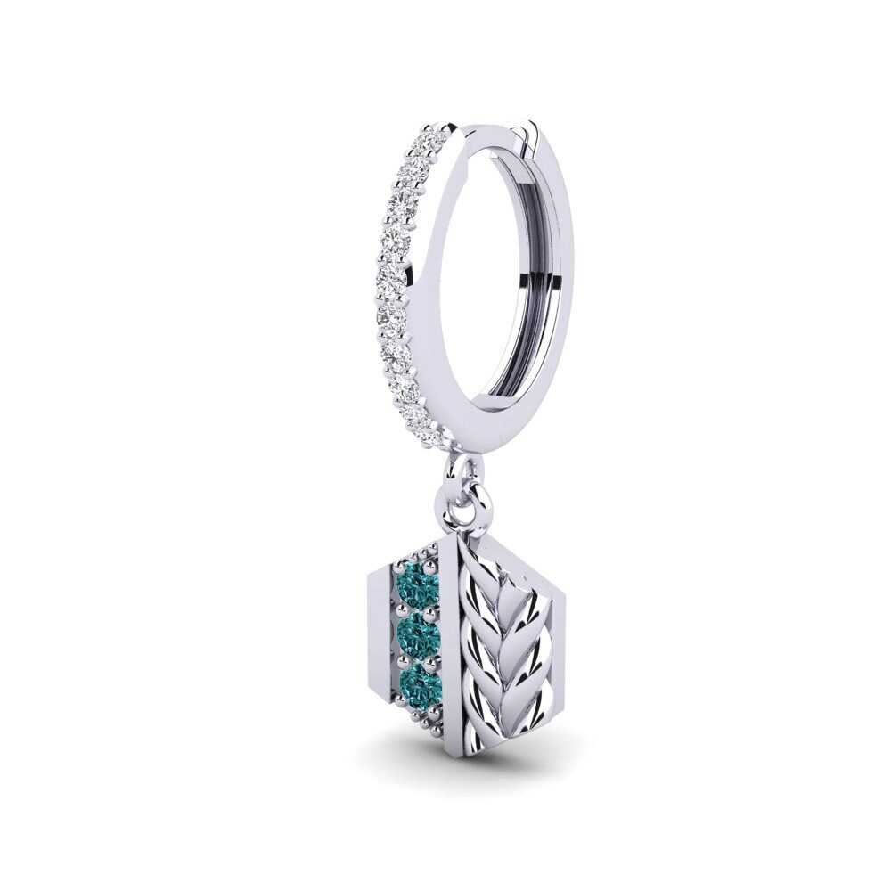 9ct White Gold Blue Diamond Men's Earring Chinon - A