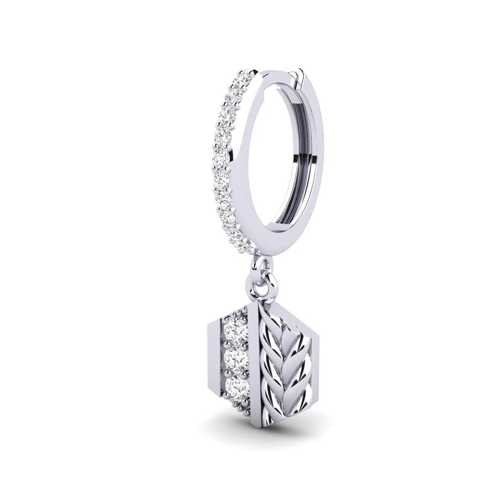 9ct White Gold White sapphire Men's Earring Chinon - A