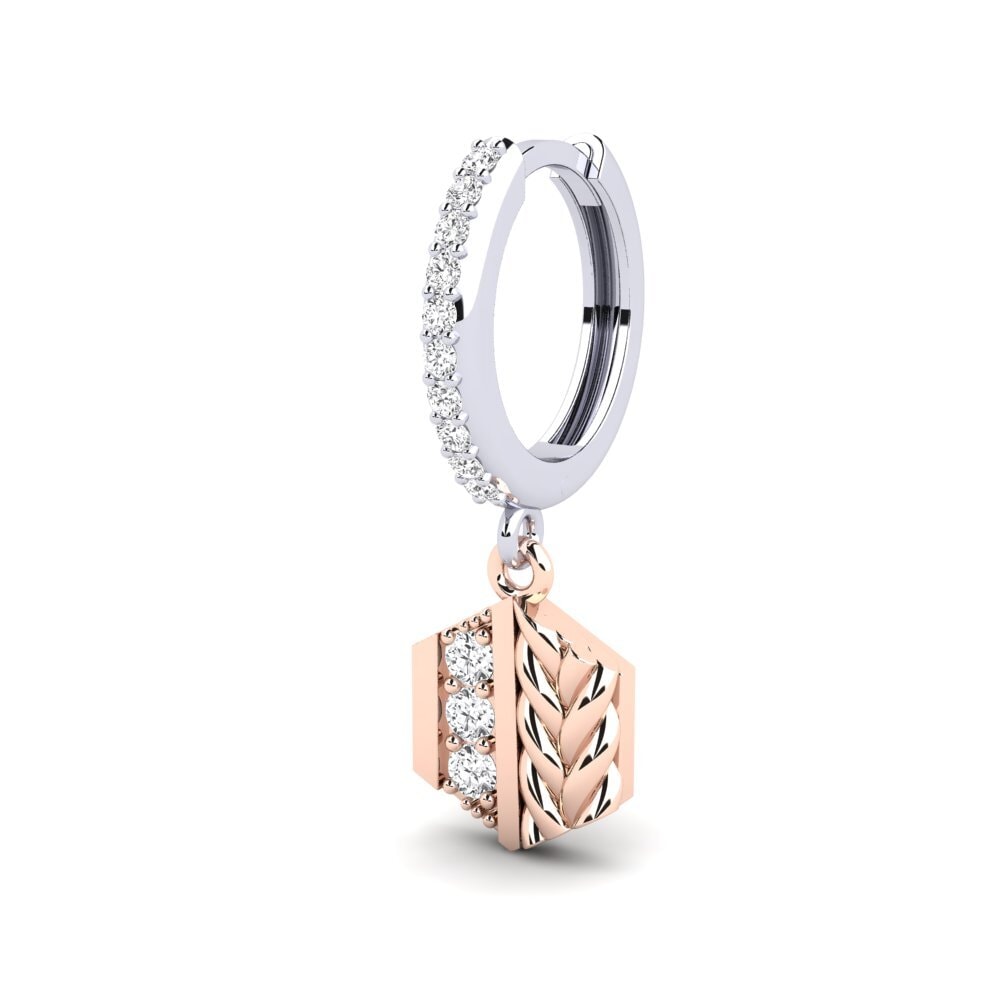 9ct White & Rose Gold White sapphire Men's Earring Chinon - A