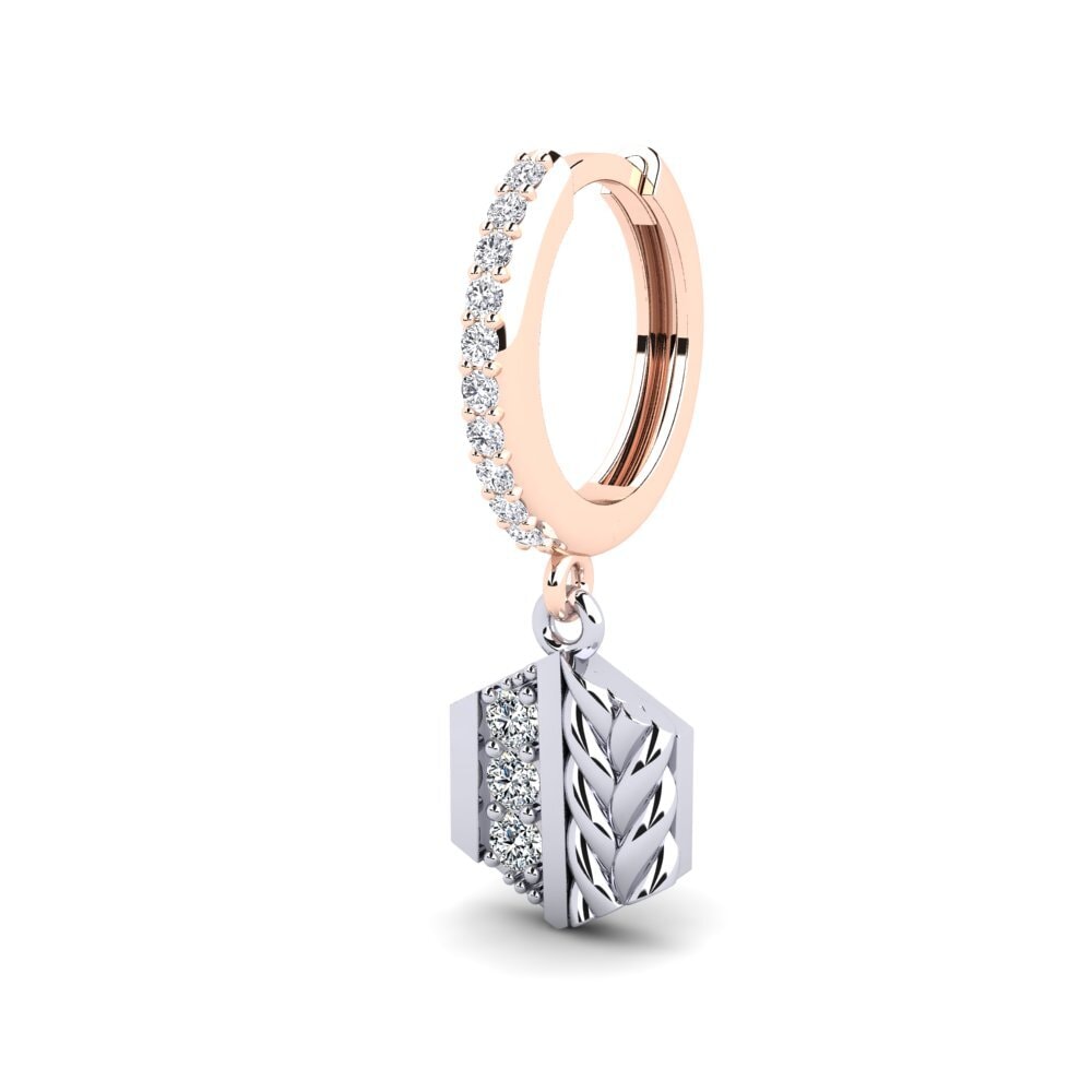 9k Oro Rosa & Blanco Circonita Pendiente para hombre Chinon - A