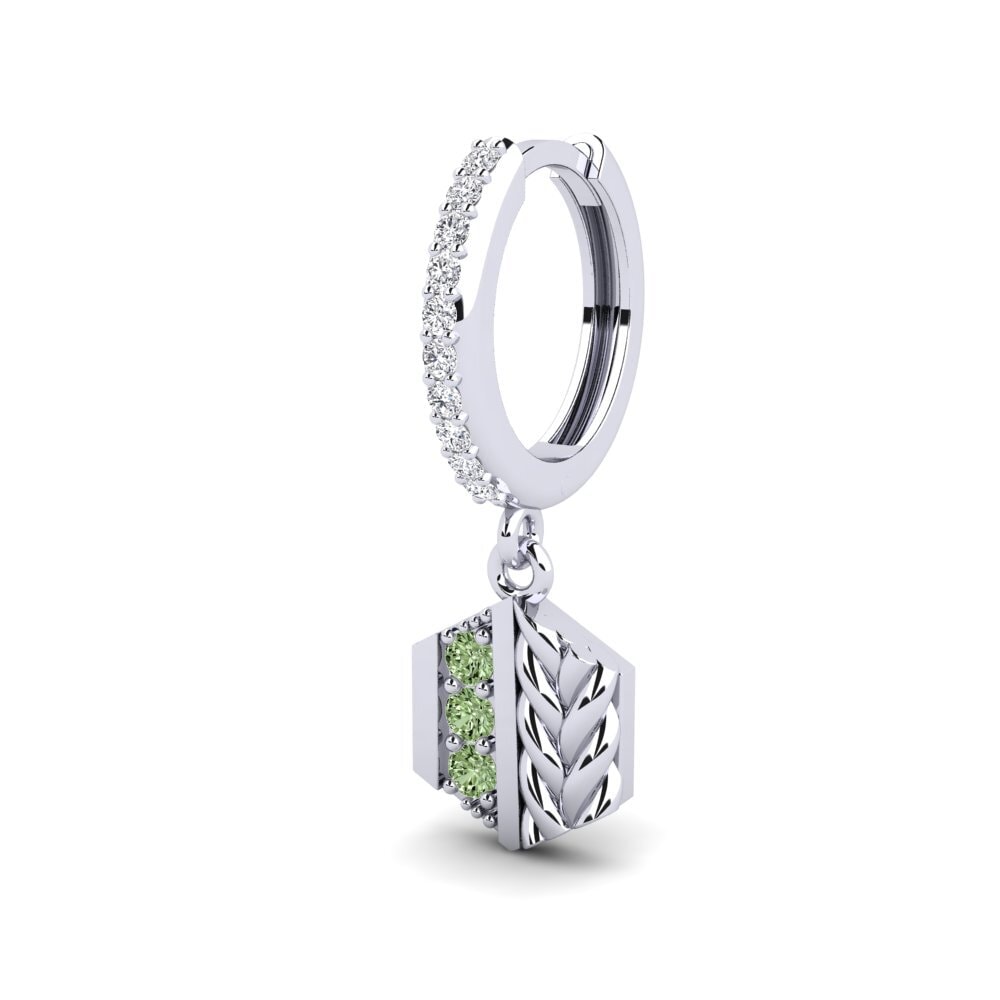 18k Oro Blanco Diamante Verde Pendiente para hombre Chinon - A