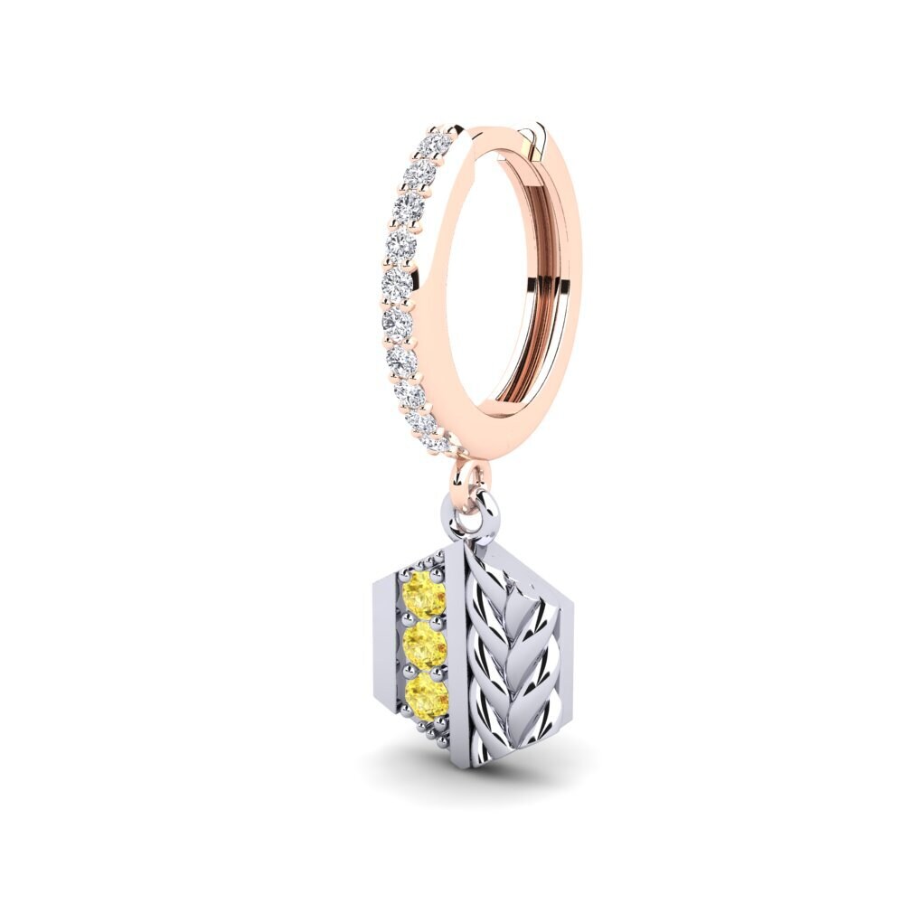 14k Oro Rosa & Blanco Zafiro amarillo Pendiente para hombre Chinon - A