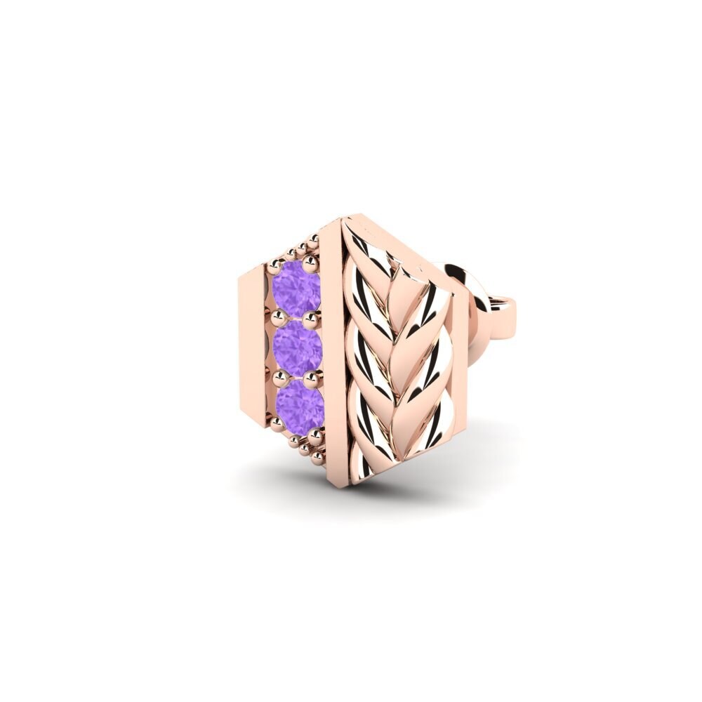 9k Oro Rosa Amatista Pendiente para hombre Chinon - B