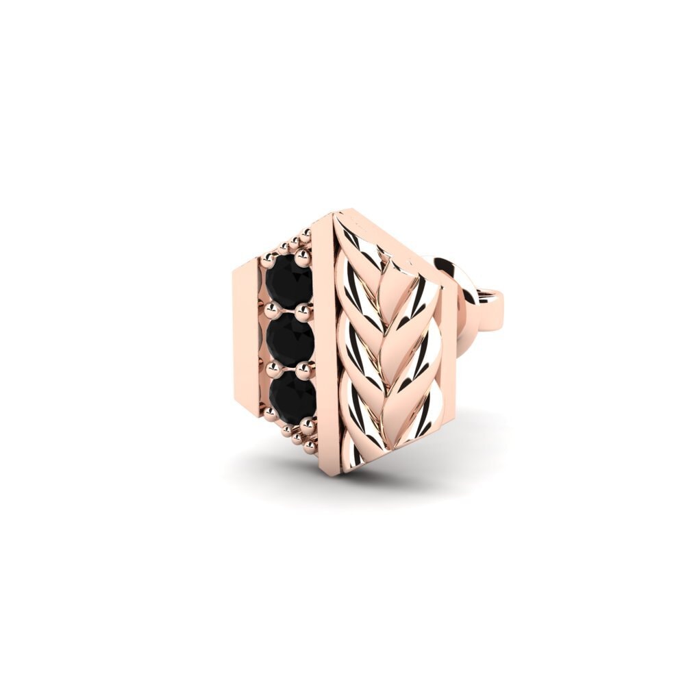 18ct Rose Gold Black Onyx Men's Earring Chinon - B