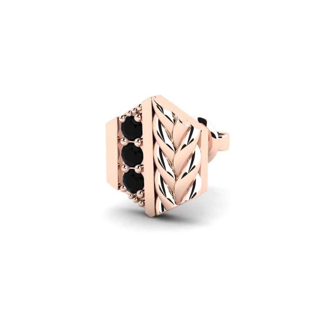 9ct Rose Gold Black Sapphire Men's Earring Chinon - B