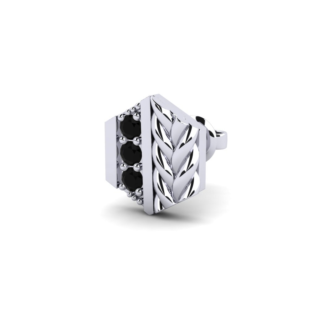 585 Bílé zlato Černý diamant Pánské náušnice Chinon - B