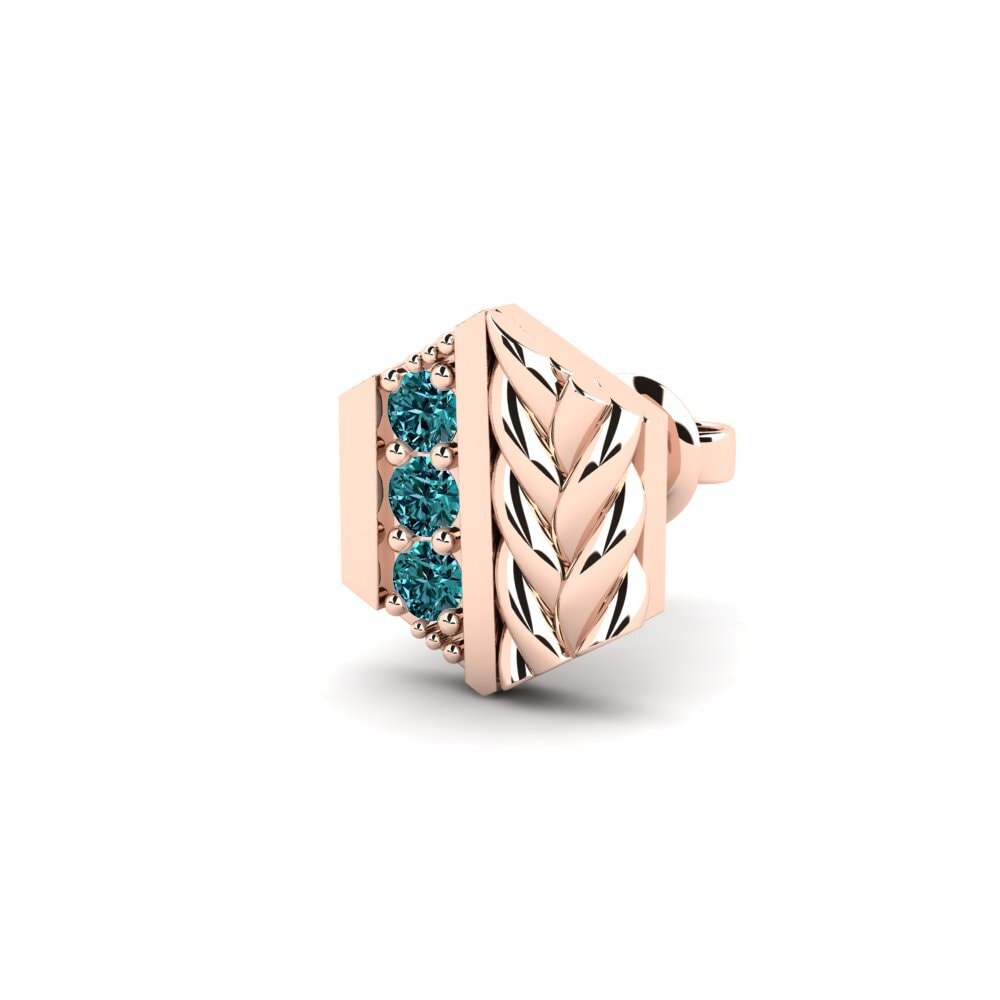 14ct Rose Gold Blue Diamond Men's Earring Chinon - B