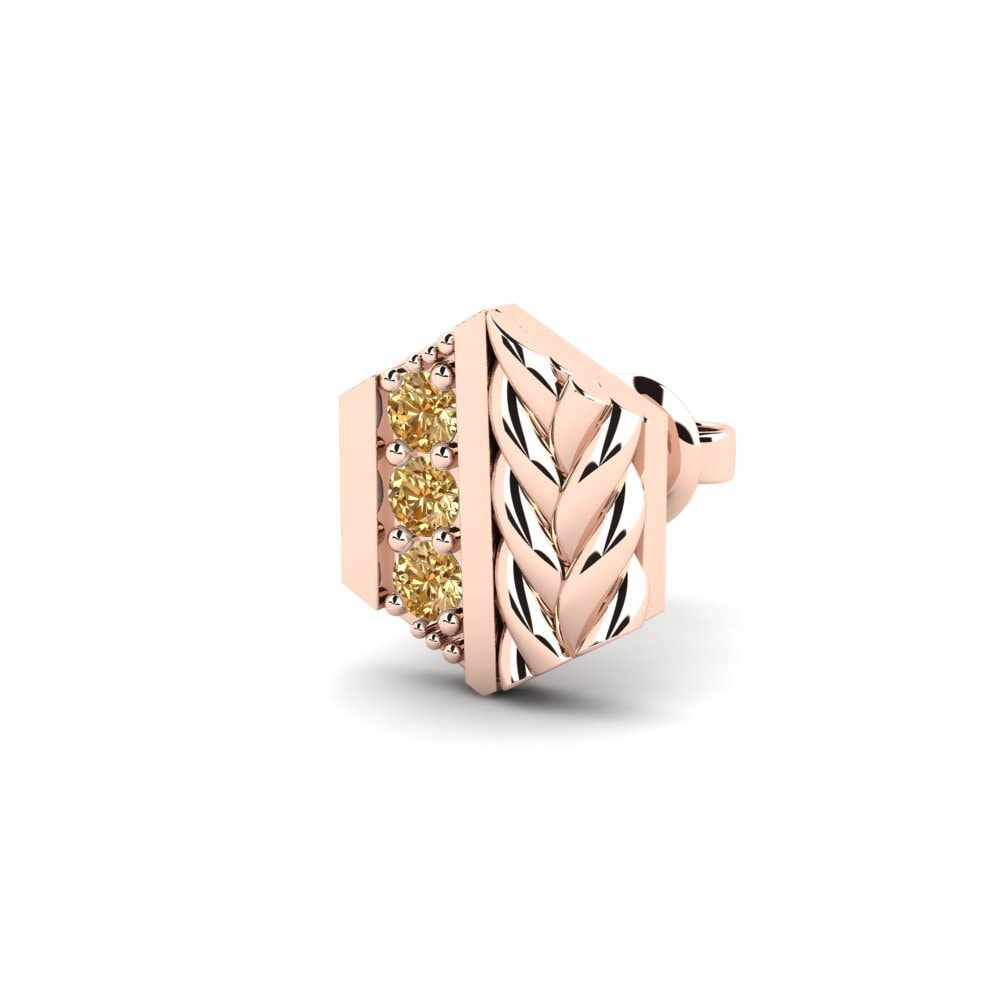 14ct Rose Gold Brown Diamond Men's Earring Chinon - B