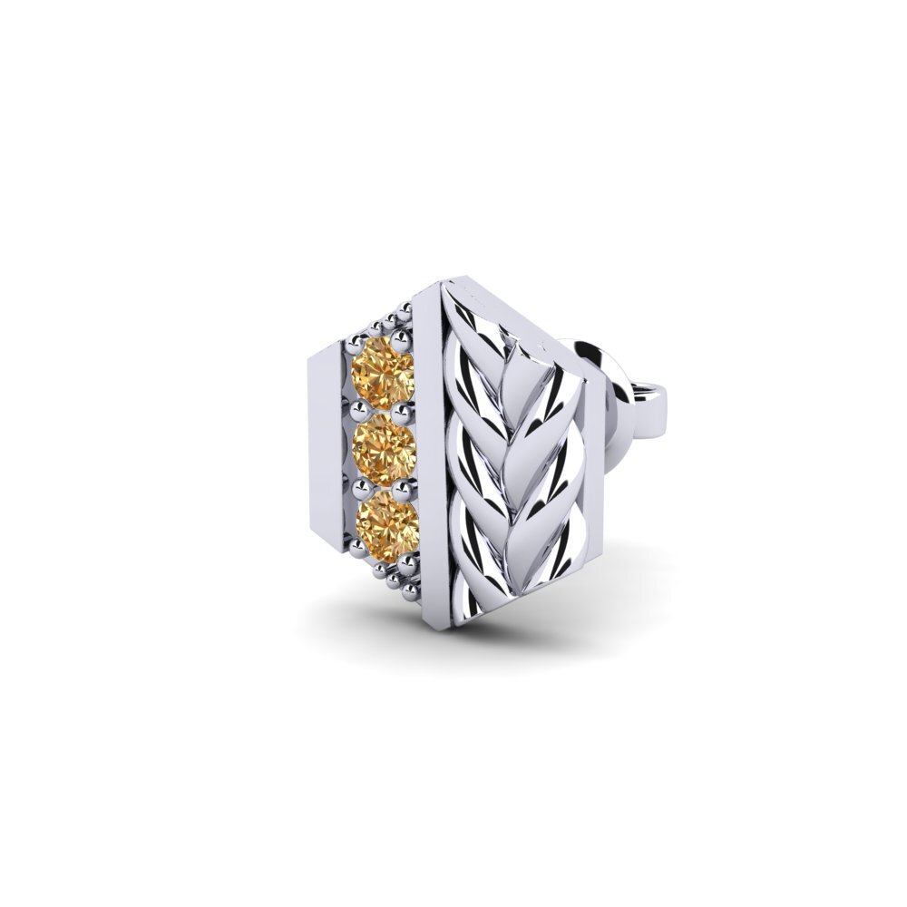 925 stříbro Hnědý diamant Pánské náušnice Chinon - B