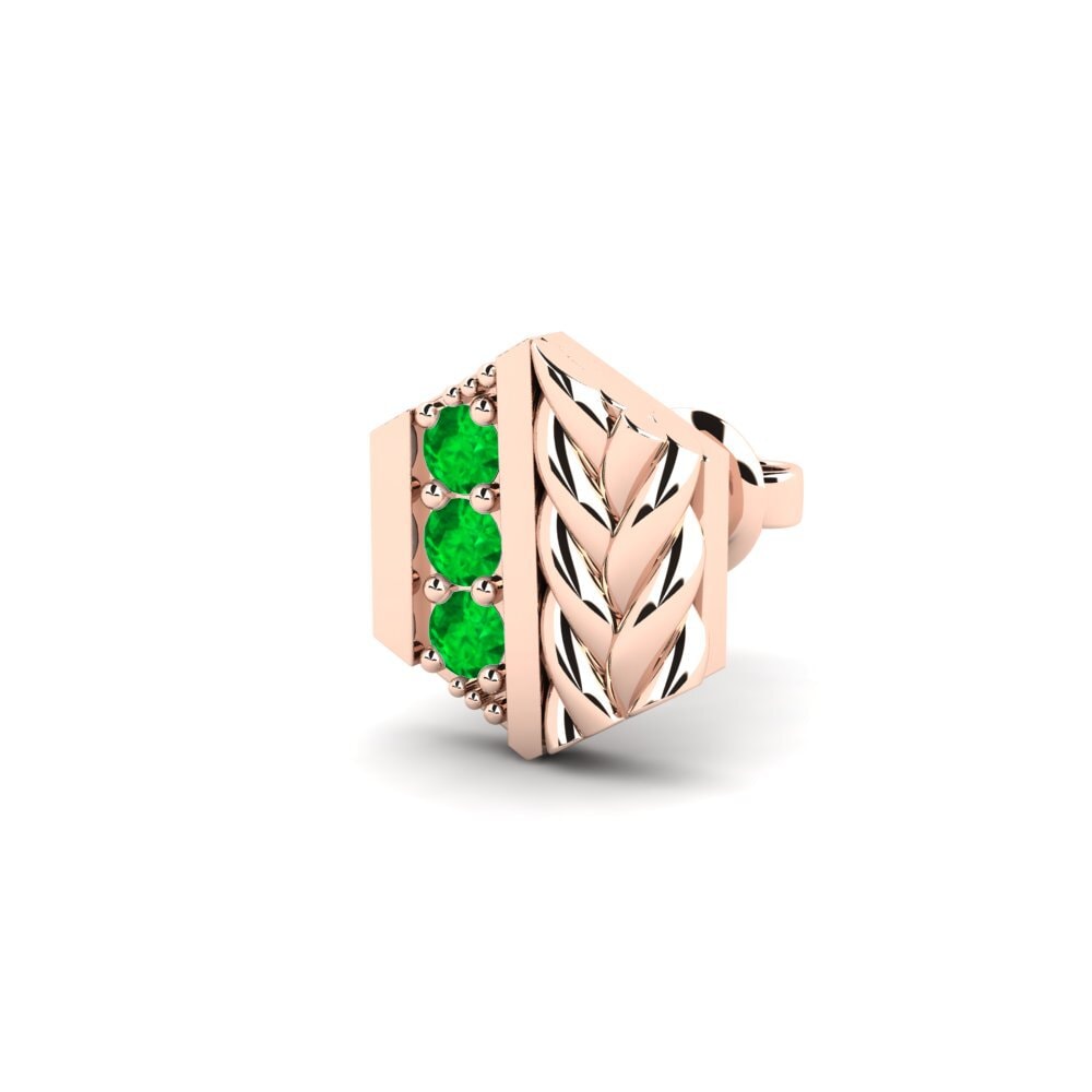 14ct Rose Gold Emerald Men's Earring Chinon - B
