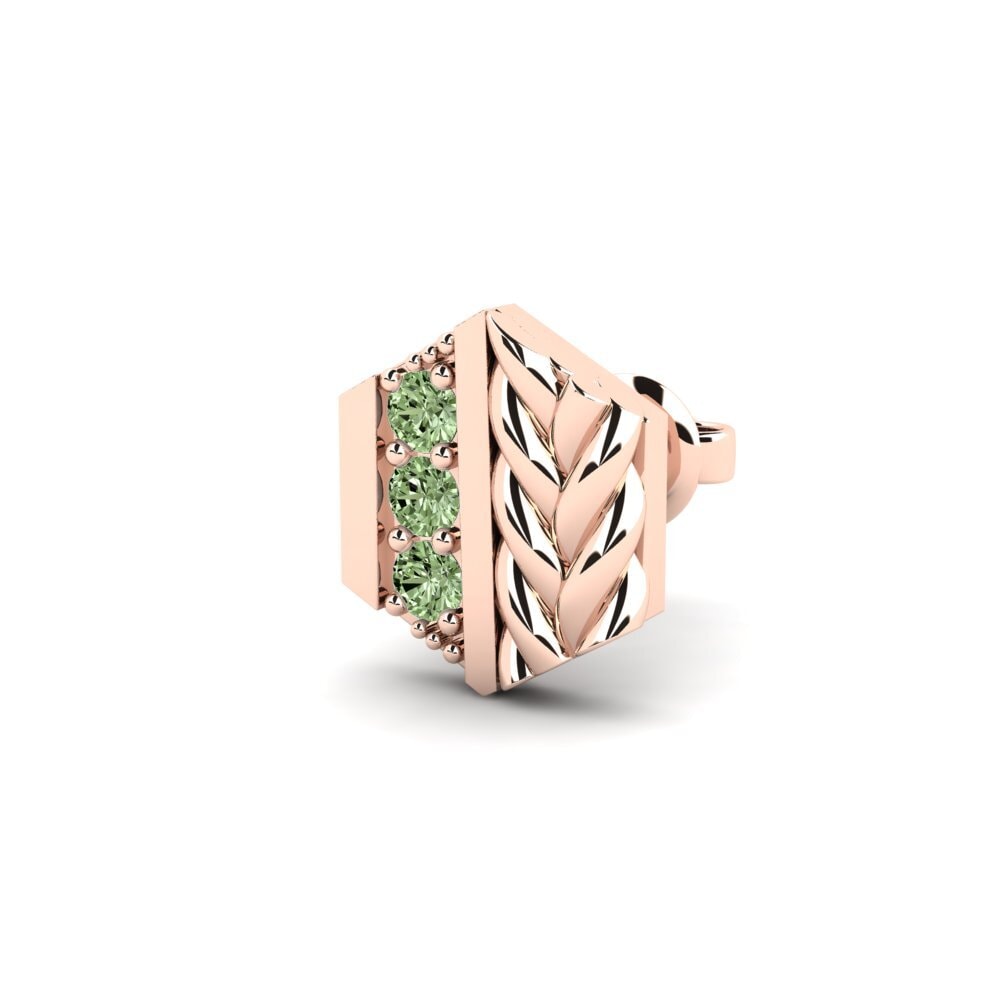 14ct Rose Gold Green Diamond Men's Earring Chinon - B
