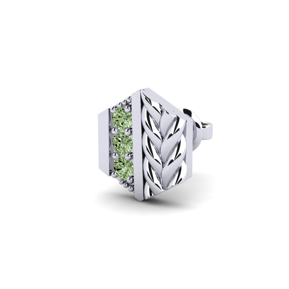 18k Oro Blanco Diamante Verde Pendiente para hombre Chinon - B